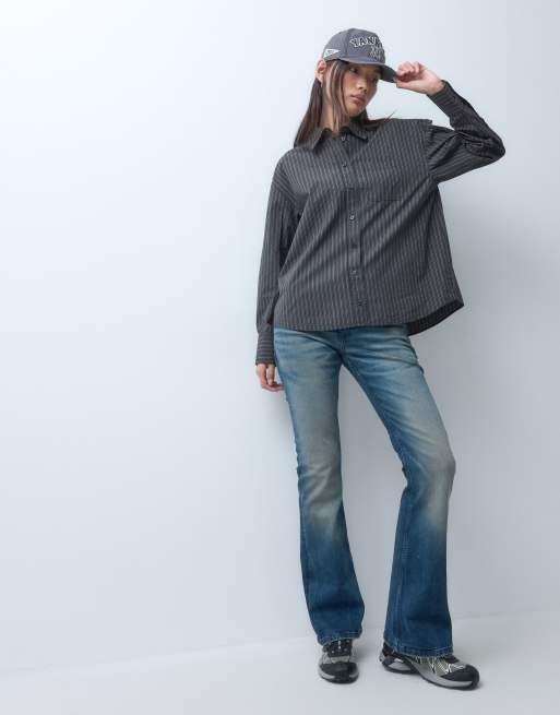 Weekday camisa oversize a rayas grises, 4 de 5