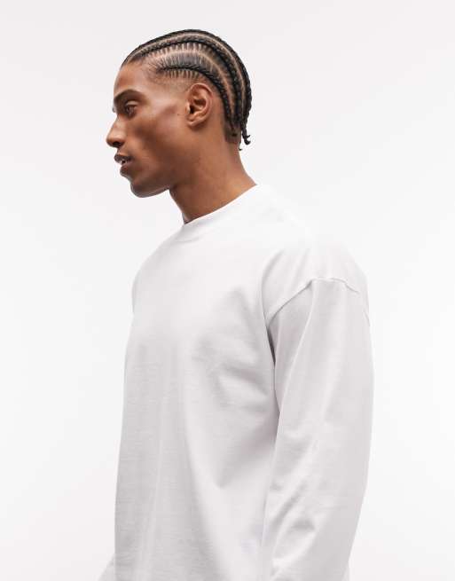 Weekday - Camiseta blanca de corte cuadrada extragrande y manga larga, 5 de 5
