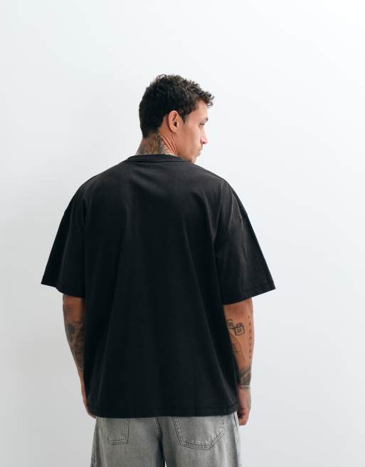 Weekday - camiseta extragrande en negro vintage, 5 de 5