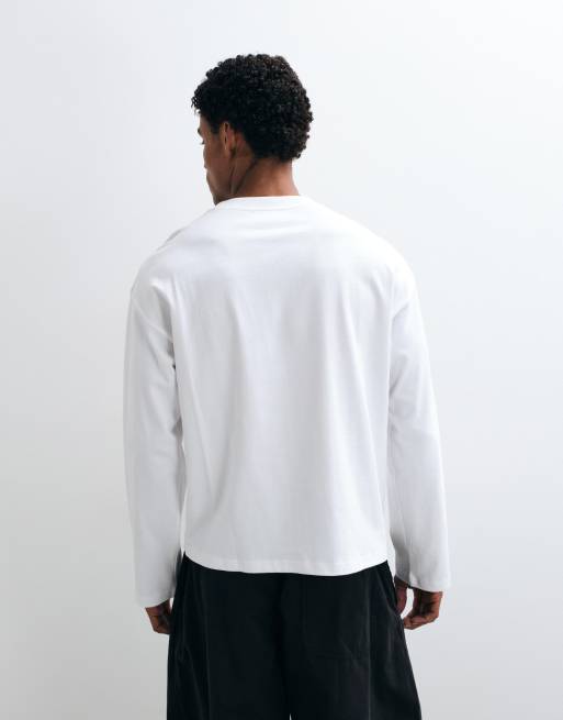 Weekday - camiseta oversize de manga larga con estampado "I miss you" en blanco, 4 de 5