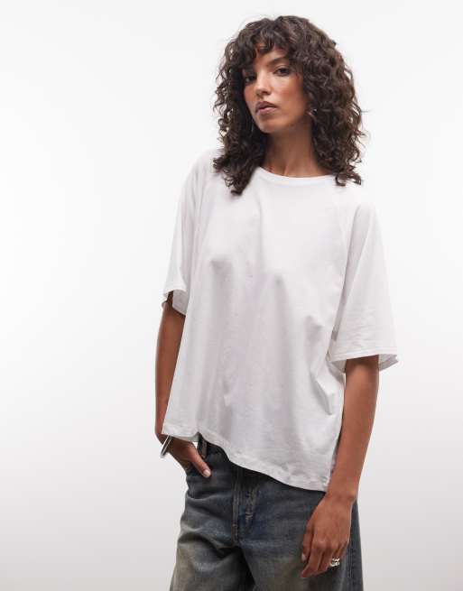 Weekday - camiseta raglán de corte boxy en blanco roto, 3 de 4