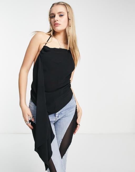 Weekday – Camisole mit drapierter Vorderseite in Schwarz