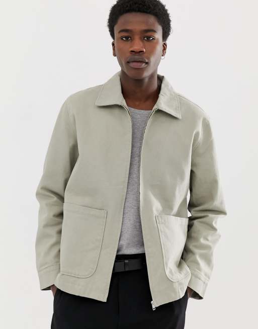 Weekday Camp washed coach jacket in khaki | ASOS