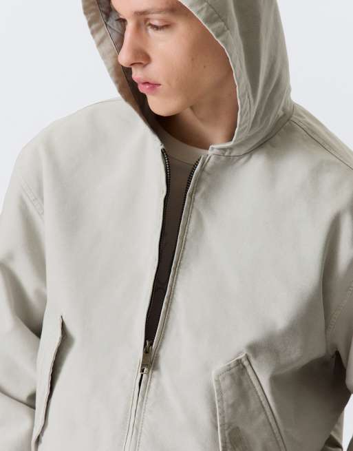 Weekday canvas bomber jacket in light grey, 3 of 4