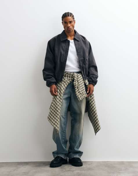 Weekday canvas bomber jacket in washed black - view 1