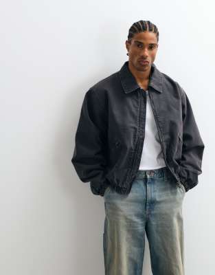 Weekday Canvas Bomber Jacket In Black