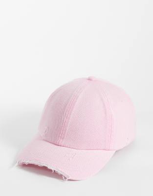 Weekday Cap With Distressed Details In Pink