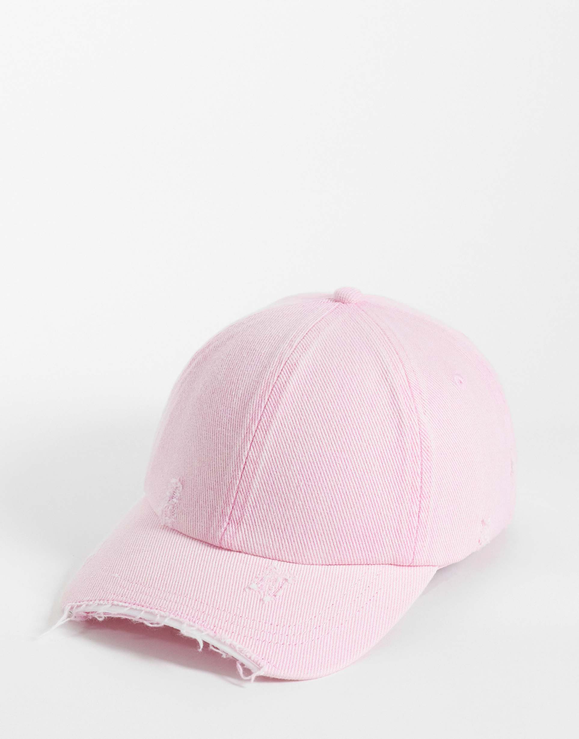 weekday cap with distressed details in washed pink