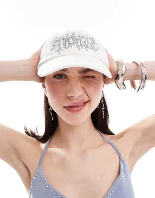 Weekday Weekday cap with silver embroidery in white