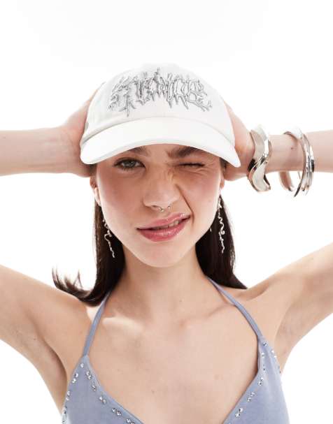 Weekday cap with silver embroidery in white  - view 1