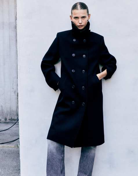 Weekday cappotto car coat al ginocchio in misto lana nero - view 1