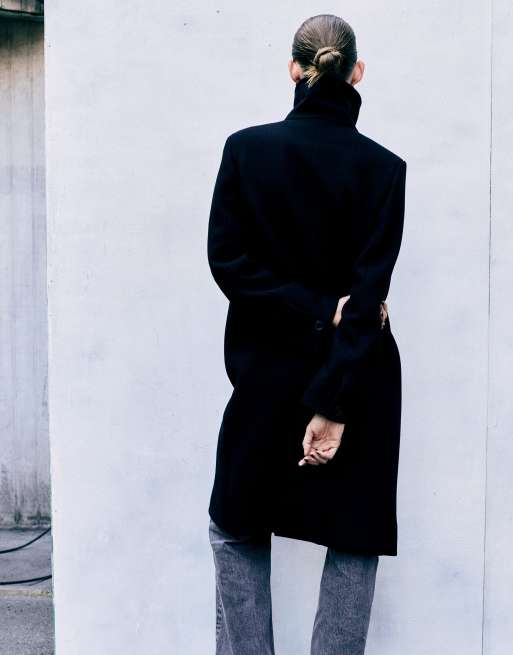 Weekday cappotto car coat al ginocchio in misto lana nero, 3 di 5