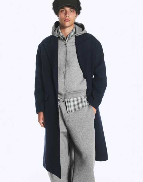 Weekday - Cappotto in misto lana blu navy mélange - view 1