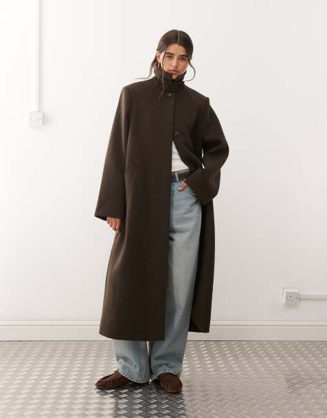 Weekday - Cappotto marrone scuro in misto lana - view 1