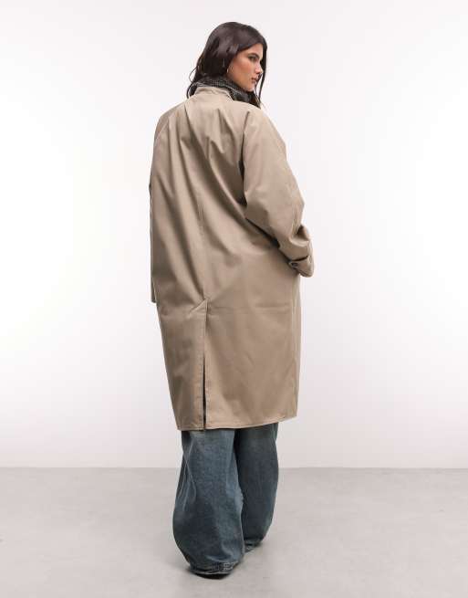 Weekday car coat i beige med vendbart hundetandsfor, 3 af 4
