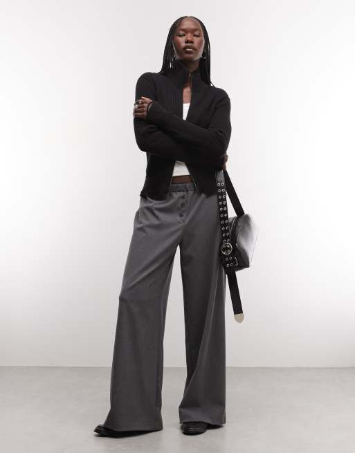 Weekday cardigan con zip in misto lana con dettagli invecchiati nero, 3 di 4