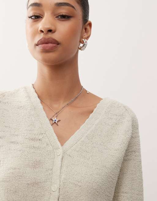 Weekday - Cardigan extra largo bianco sporco, 3 di 4