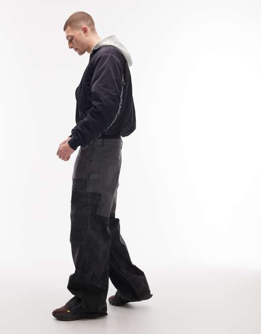 Weekday cargo trousers with tonal camo panels in navy, 3 of 5