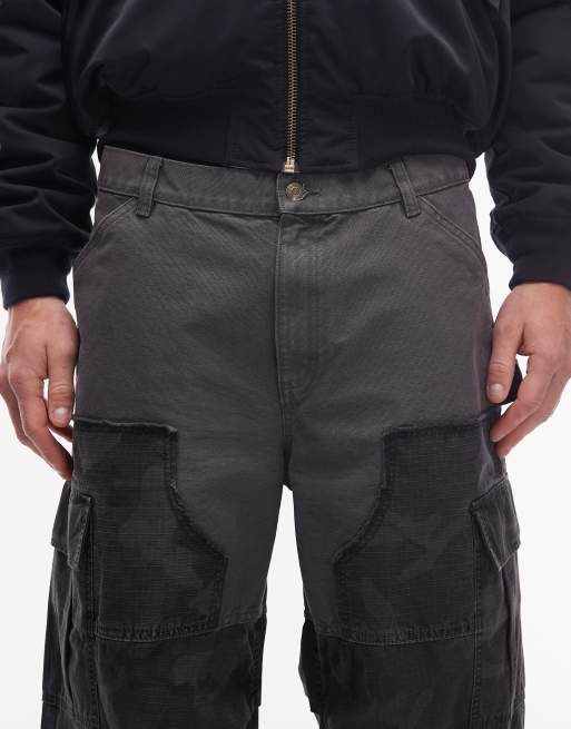 Weekday cargo trousers with tonal camo panels in navy, 4 of 5