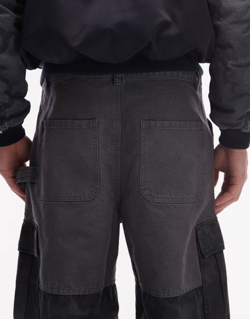 Weekday cargo trousers with tonal camo panels in navy, 5 of 5