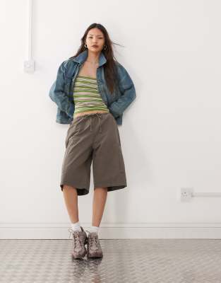 Weekday - Cargoshorts aus Ripstop in Dunkelgrau