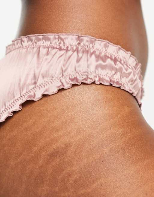 Weekday Carla polyester satin briefs in dusty pink - LPINK