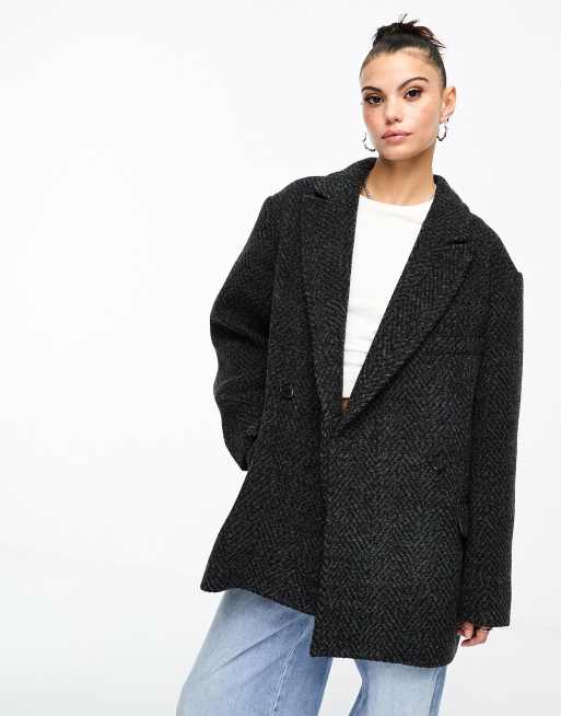 Black and white wool jacket best sale