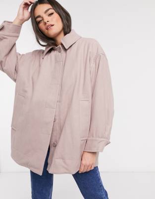 Weekday Carli oversized jacket in beige - ASOS Price Checker