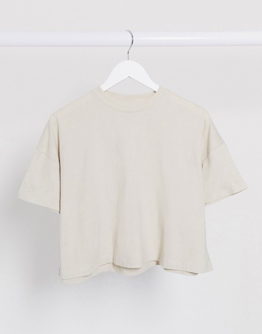 Weekday Carrie organic cotton boxy t-shirt in beige