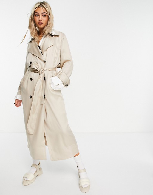 Weekday Cassidy trench coat in cream