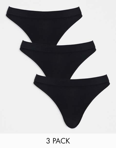 Weekday Cat 3-pack rib thong in black - view 1