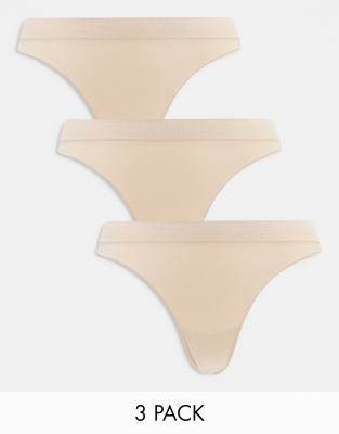 Weekday Cat 3 pack thong in beige - ASOS Price Checker