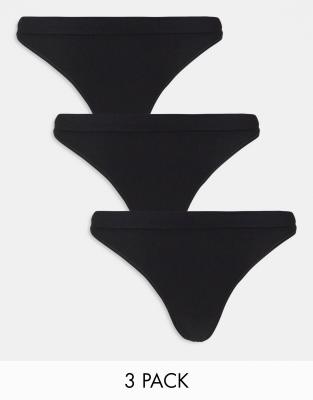 Weekday Cat 3 pack thong in black - ASOS Price Checker