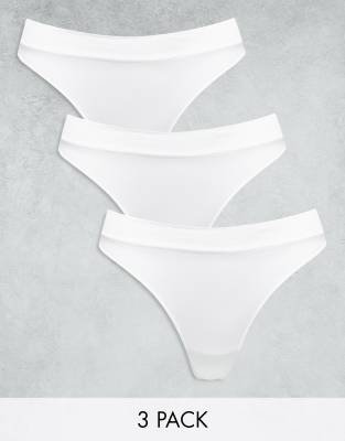 Weekday Cat 3 Pack Thong In White