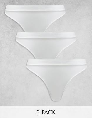 Weekday Cat 3 Pack Thong In White In White