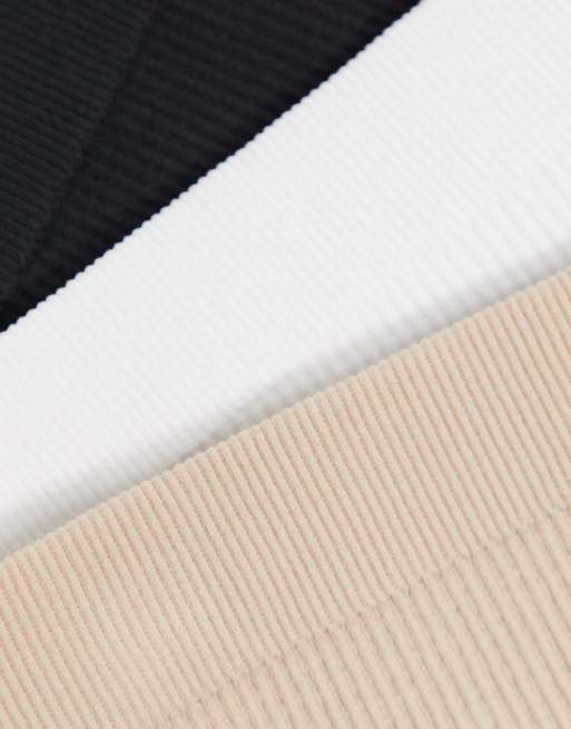 Weekday Cat 3 pack thongs in black white and beige, 3 of 4