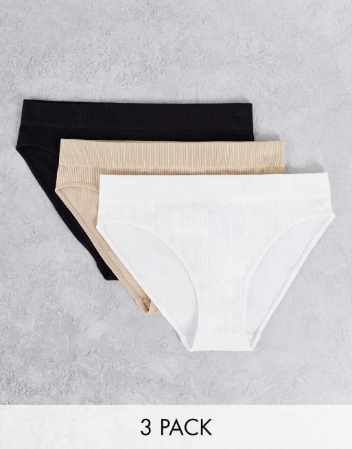 Weekday - Cat - 3 pak onderbroeken in zwart wit en beige - MULTI