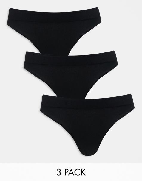 Weekday - Cat - Confezione da 3 paia di slip neri senza cuciture - view 1