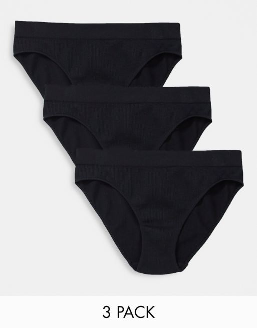 Weekday - Cat - Confezione da 3 slip neri - BLACK