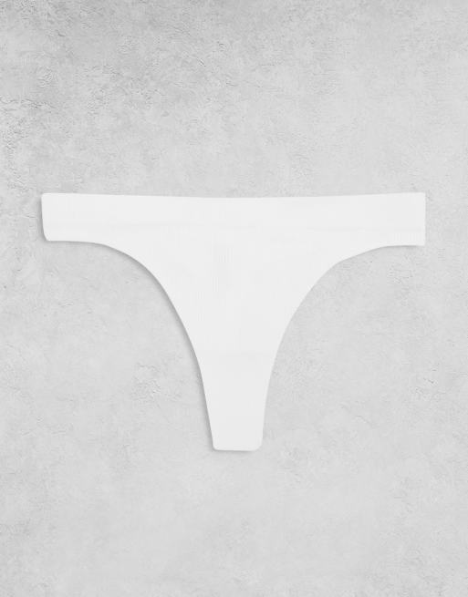 Weekday Cat ribbed 3 pack thongs in white, 3 of 4