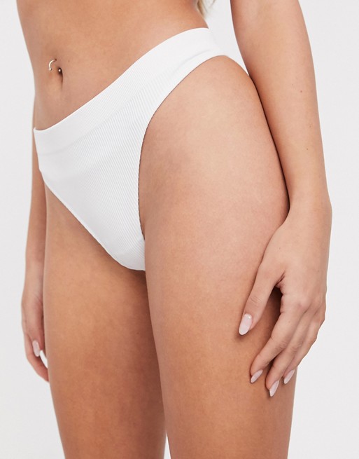 Weekday Cat ribbed thong in white