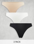 [Weekday] Weekday Cat seamless 3 pack lingerie thongs in multi XS Multi