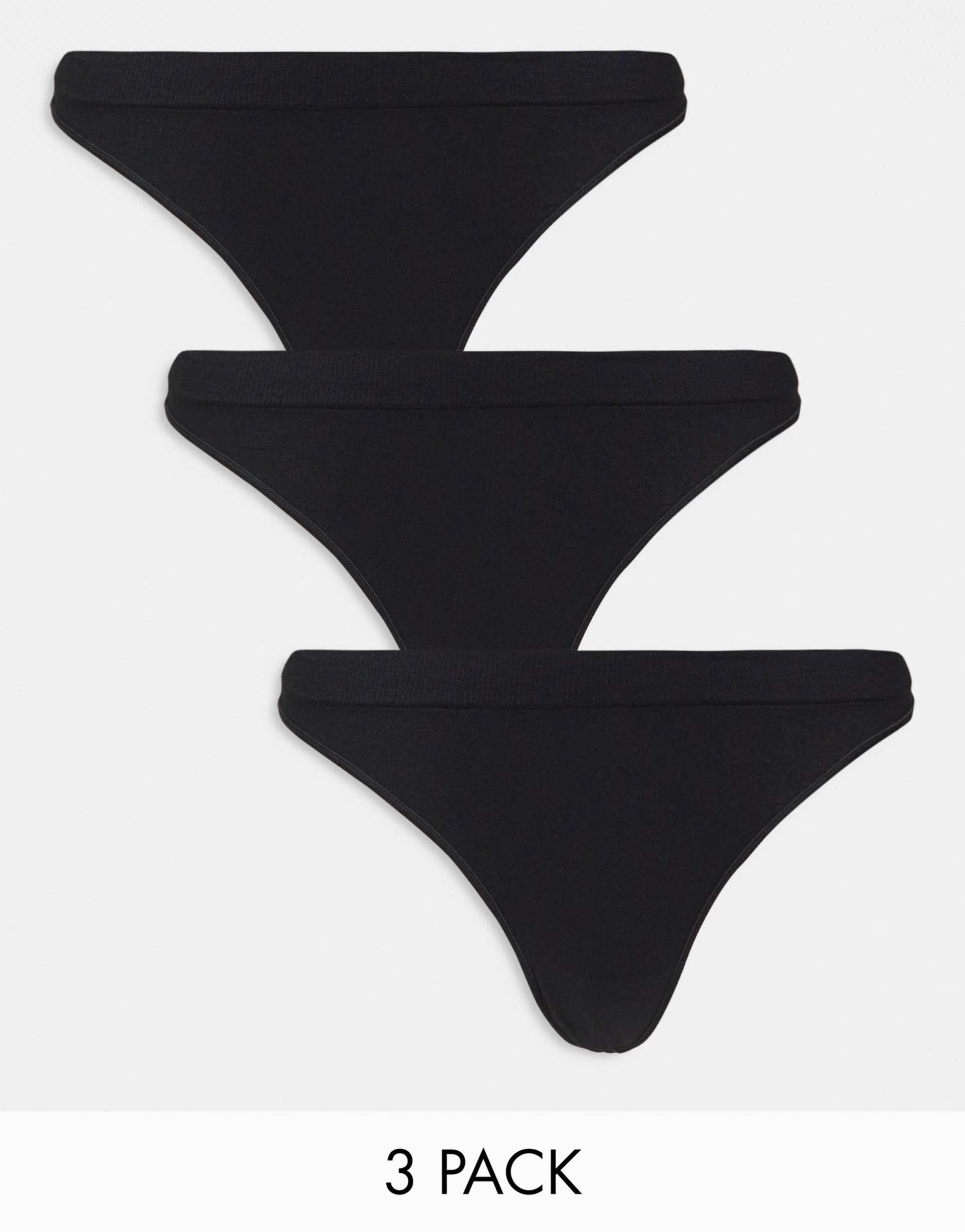 weekday cat seamless 3-pack thong in black