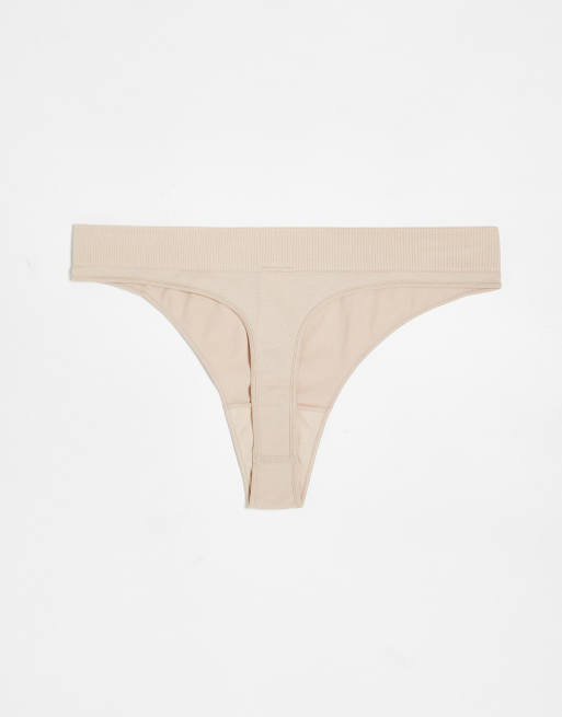 Weekday - Cat - Set van 3 strings van naadloos materiaal in beige, 3 van 4