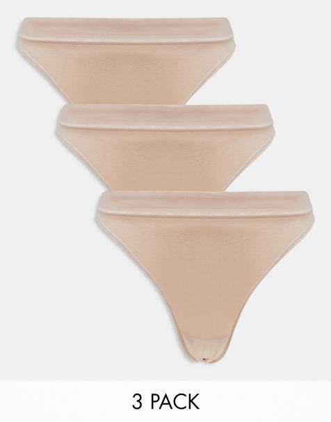 Weekday – Cat – Tangas im 3er-Pack in Beige - view 1
