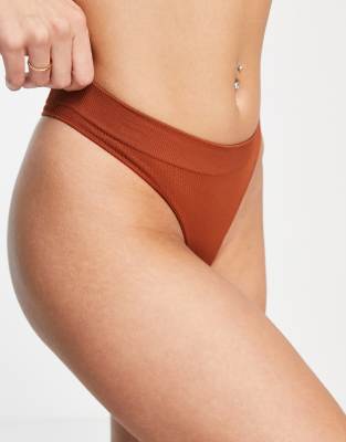 Fashionkilla seamless thong in tan