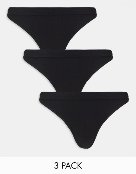 Weekday Cat Seamless 3-pack thong in black