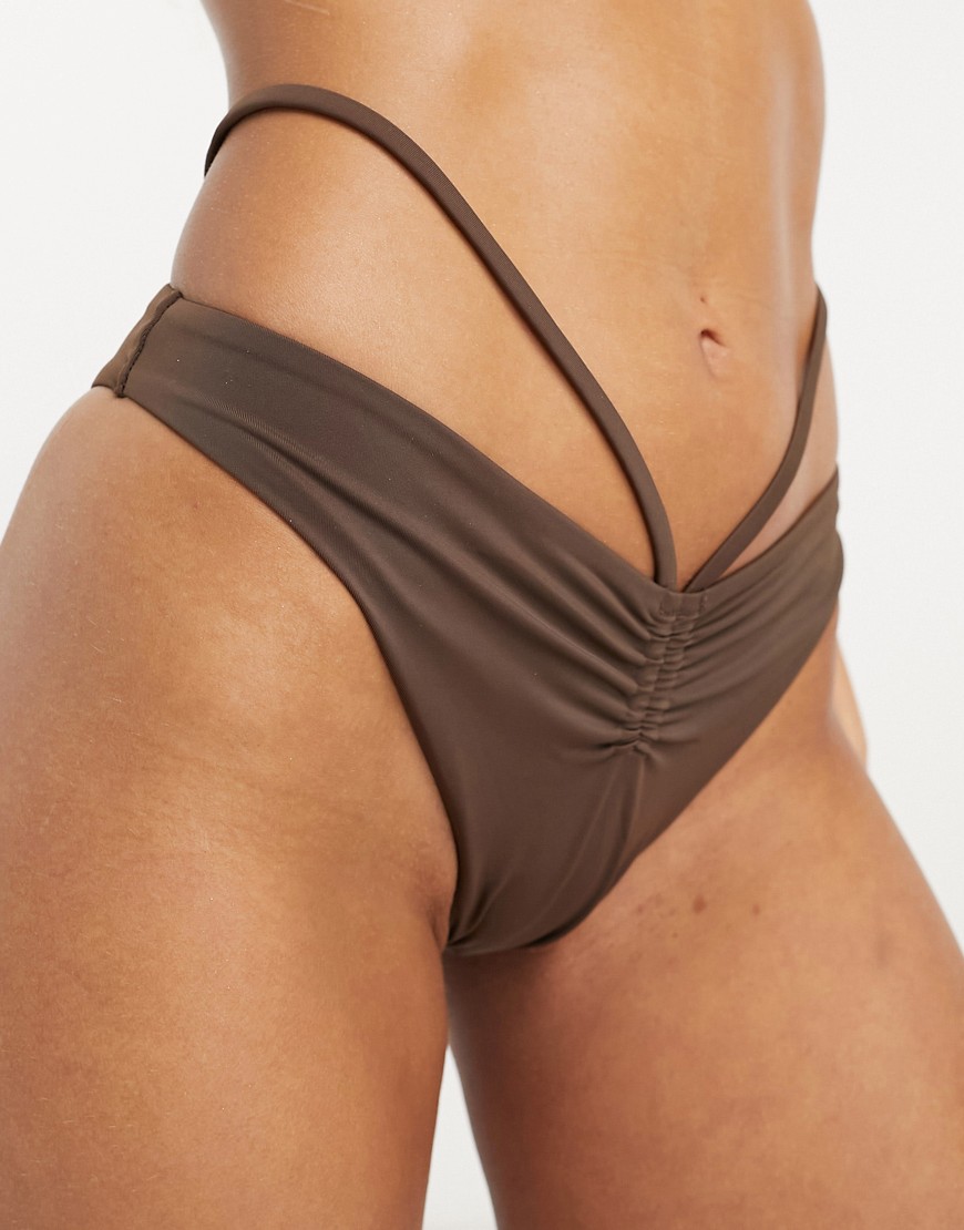 Weekday Cave strappy bikini bottoms in chocolate brown