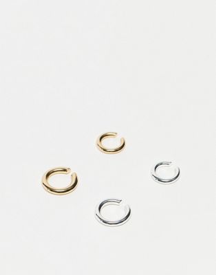 Weekday Cay 2 pack ear cuffs in gold and silver