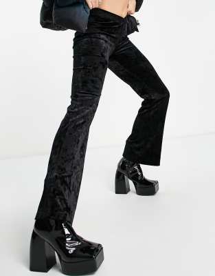 Weekday - Cecile - Pantaloni in velluto neri in coordinato - BLACK